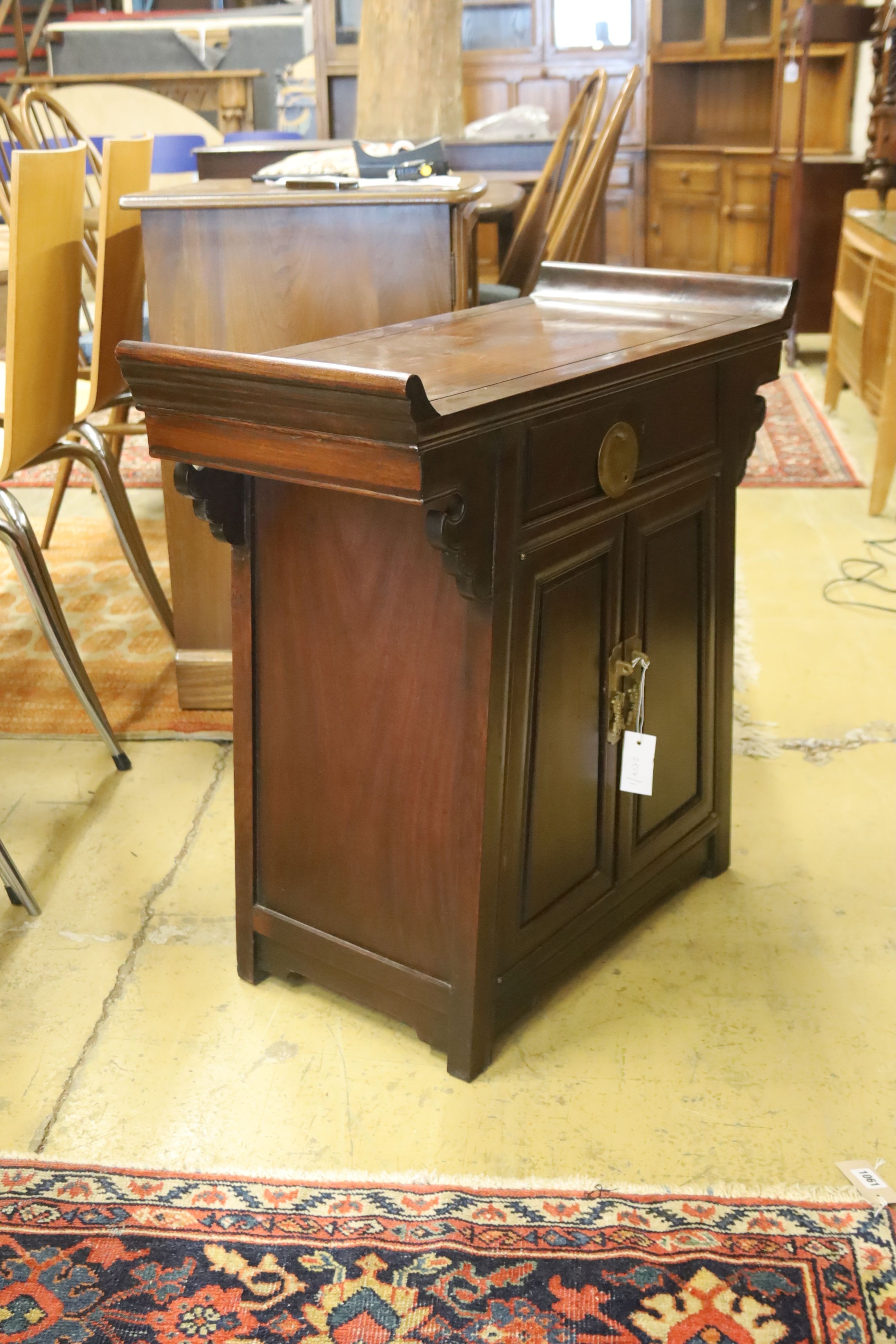 A Chinese cabinet, width 73cm, depth 35cm, height 75cm